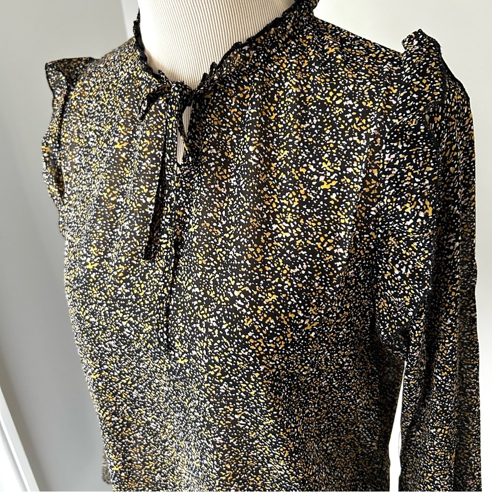 🌸NWT Easel Ruffled Printed Chiffon Blouse. Tie Neck Closure. 1 SM 1 M 1 LG - Picture 12 of 12